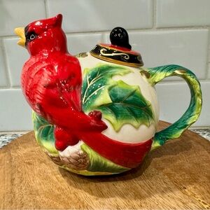 Cosmos Gifts Christmas Cardinal Bird Ceramic Teapot